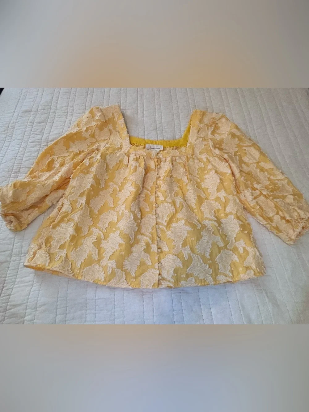 Anthropologie Yellow Tectured Blouse